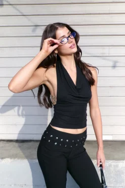 Motel Nyra Top Cupro Black
