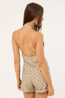 Motel Odin Top Polka Pinstripe Beige