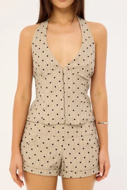 Motel Odin Top Polka Pinstripe Beige