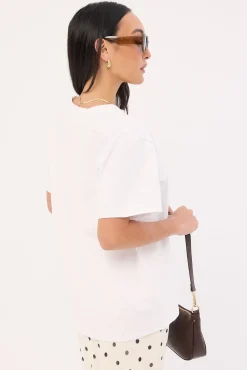 Motel Oversize Basic Tee White Hibicus