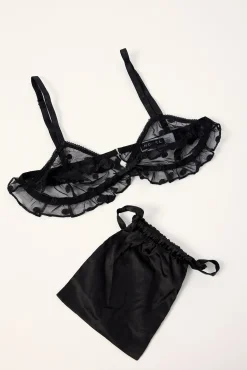 Motel Rua Bra Black Mesh with Polka Embroidery