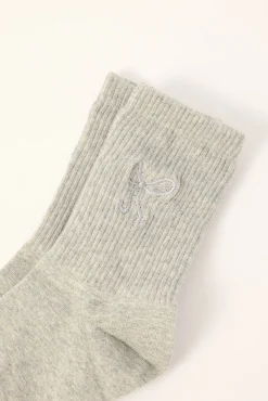 Motif Bow Sock Grey