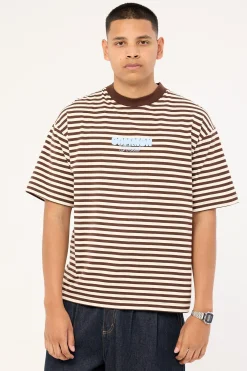 Motion Easy Tee Brown Stripe