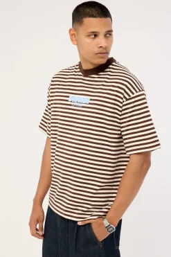 Motion Easy Tee Brown Stripe