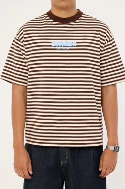 Motion Easy Tee Brown Stripe