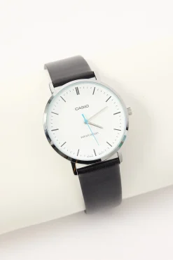 MTPVT04L-7EDF Analogue Watch Silver/Black PU Strap