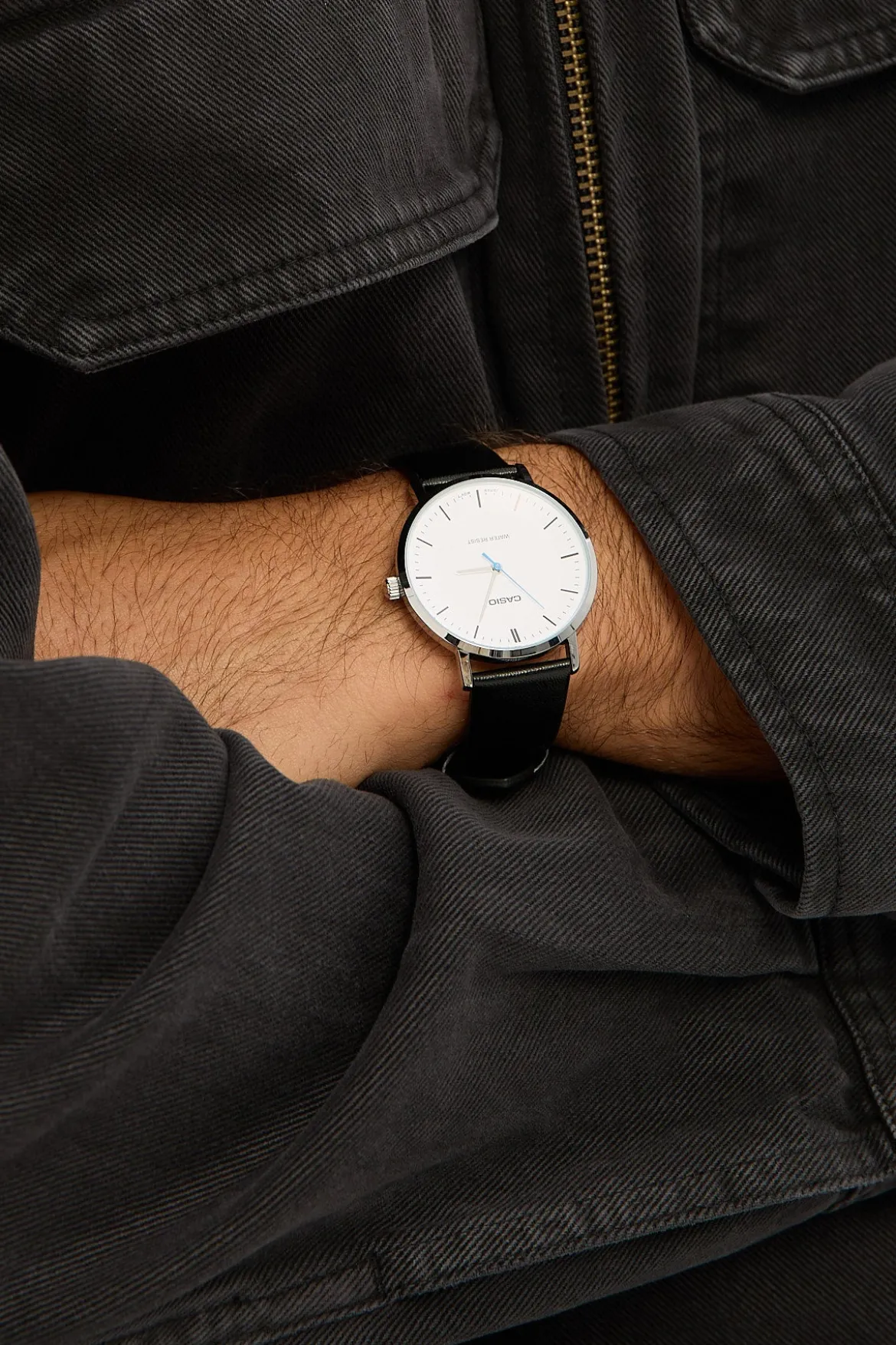 MTPVT04L-7EDF Analogue Watch Silver/Black PU Strap
