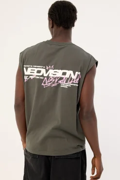 Mural Muscle Tank Dark Khaki