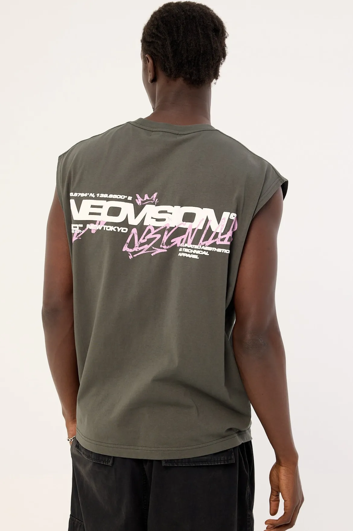 Mural Muscle Tank Dark Khaki