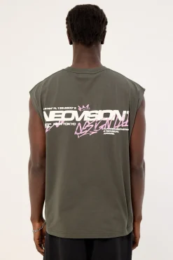 Mural Muscle Tank Dark Khaki