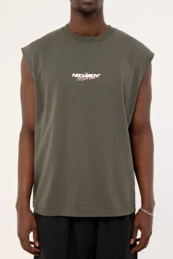 Mural Muscle Tank Dark Khaki