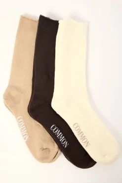 Muted Sock 3 Pack Brown/Tan/Cream