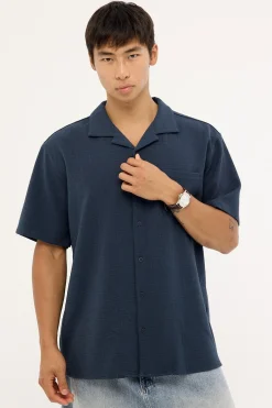 Mykonos Waffle Resort Shirt Navy
