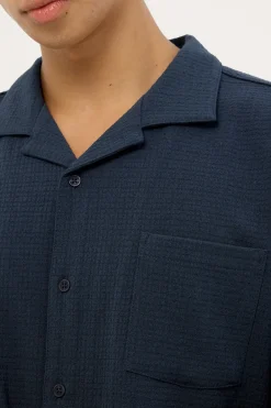 Mykonos Waffle Resort Shirt Navy