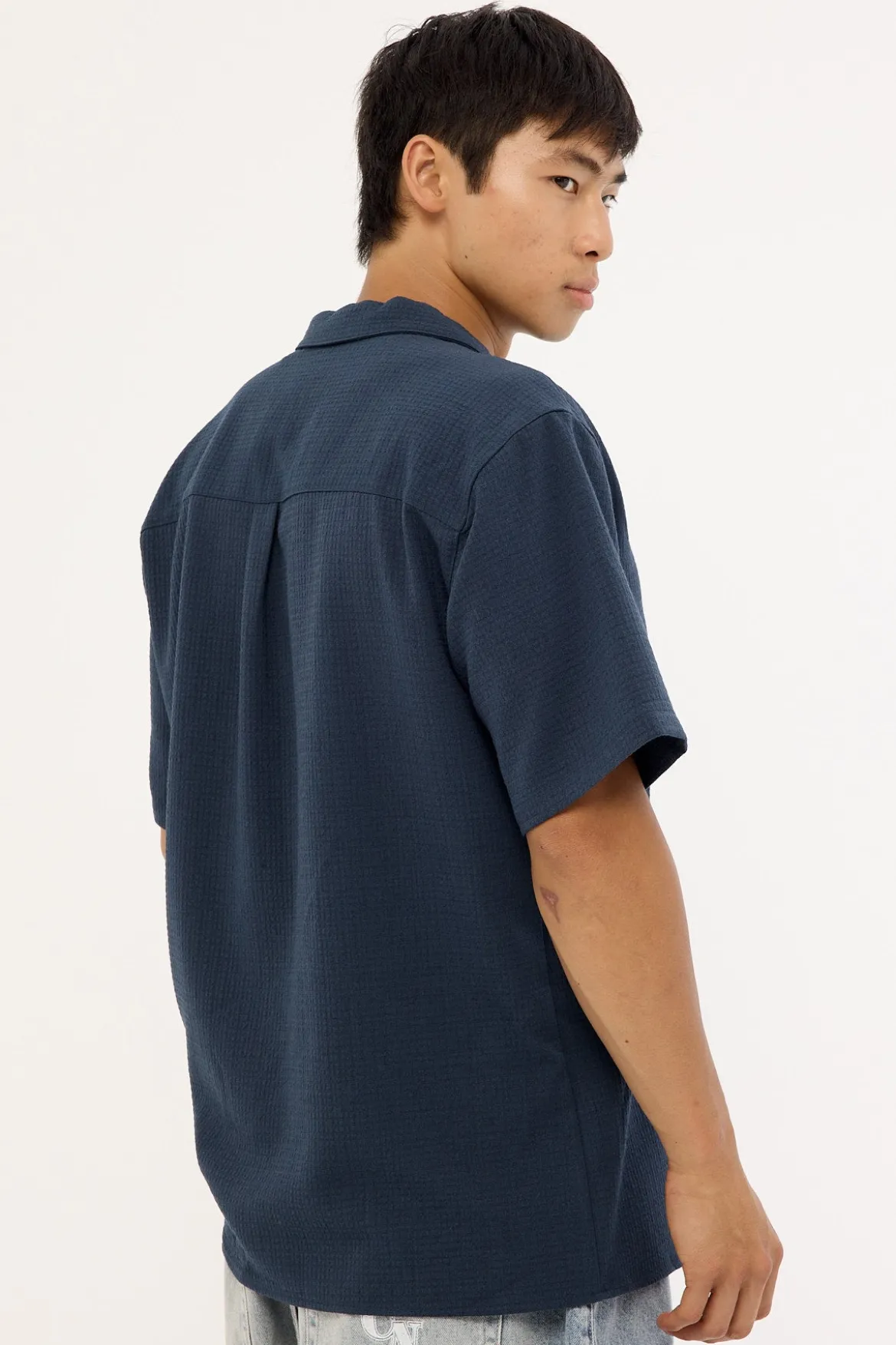 Mykonos Waffle Resort Shirt Navy