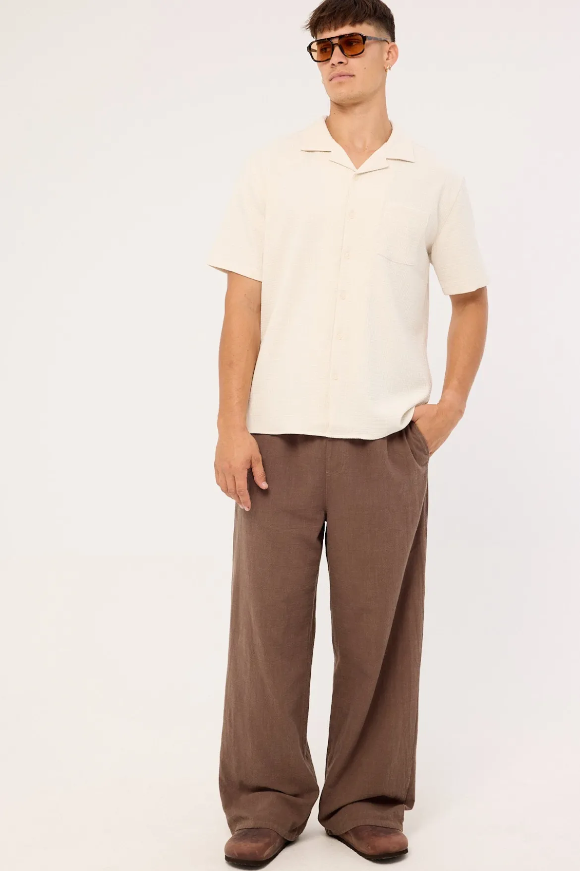 Mykonos Waffle Resort Shirt Cream