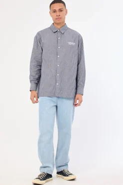 Myles Long Sleeve Shirt Navy Stripe