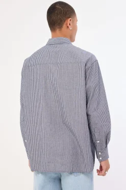 Myles Long Sleeve Shirt Navy Stripe