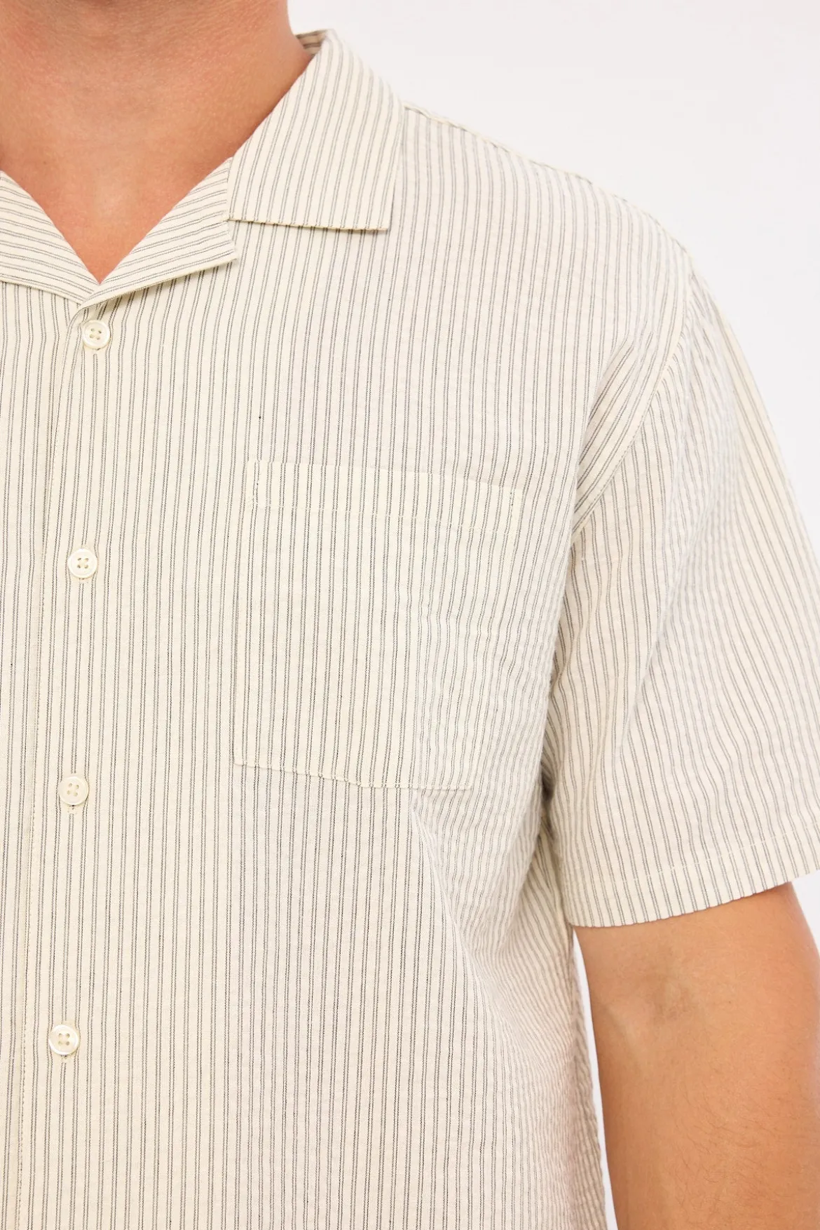 Myles Resort Shirt Off White/ Black Stripe