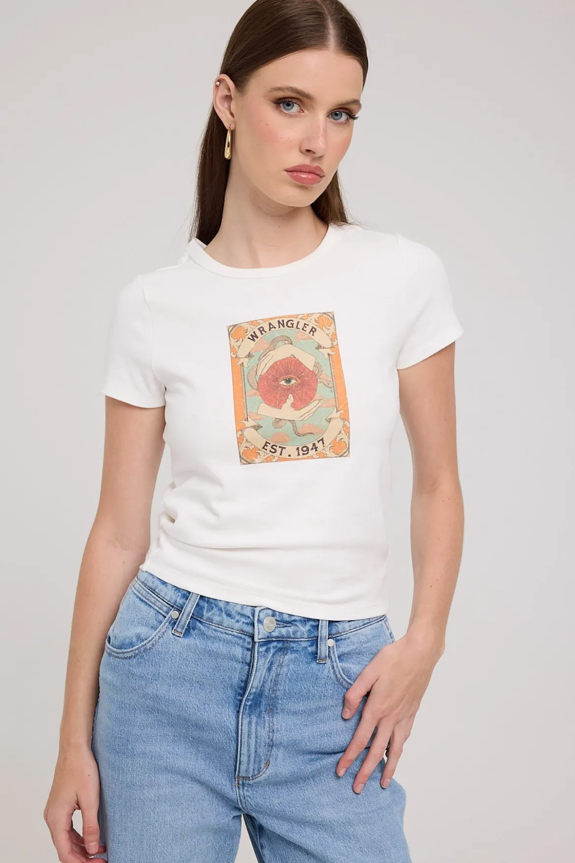 Mystic Eye Staple Rib Tee Vintage White