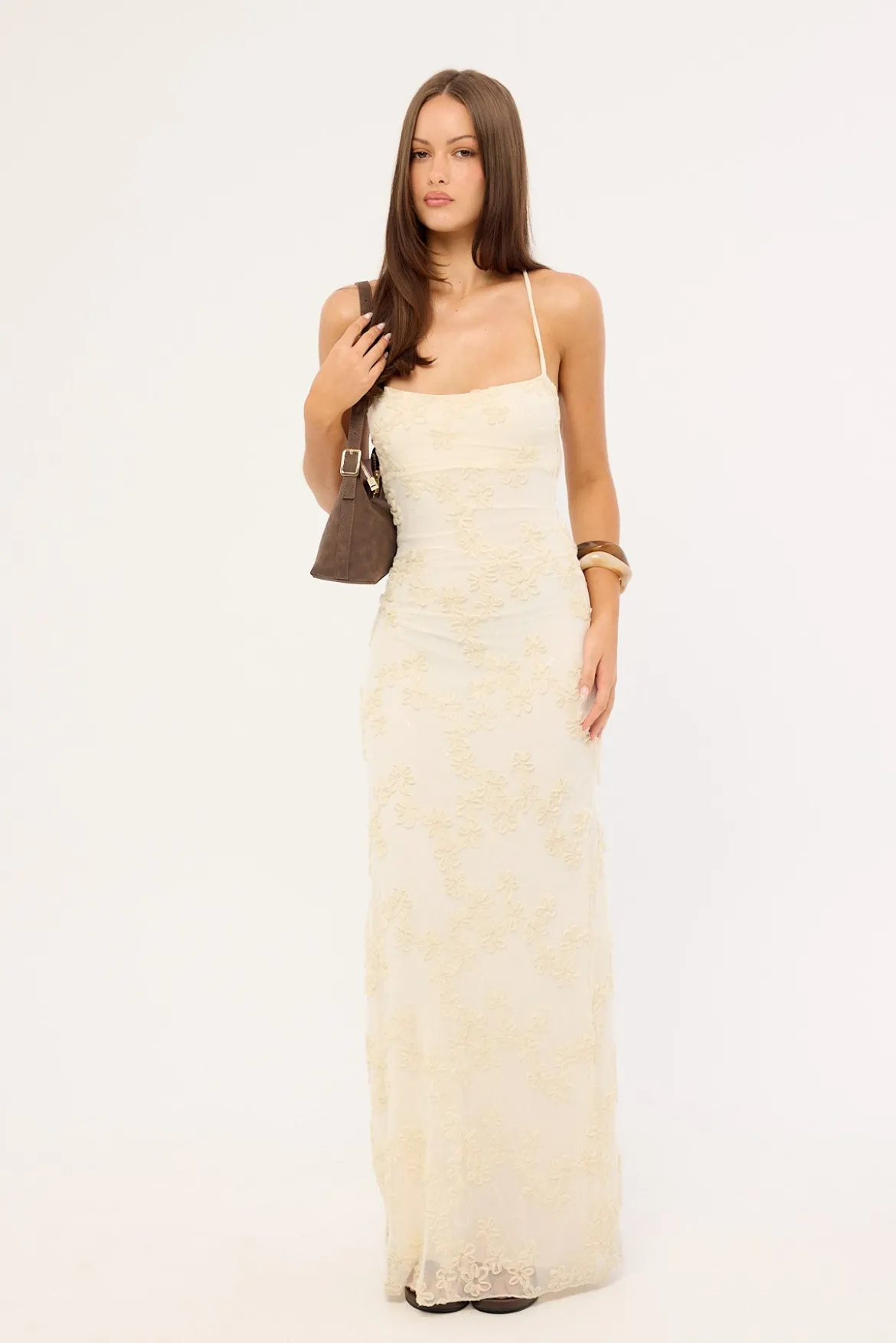 Nala Lace Up Back Maxi Dress Cream