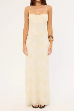 Nala Lace Up Back Maxi Dress Cream