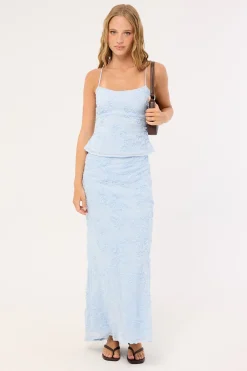 Nala Lace Up Back Top Blue