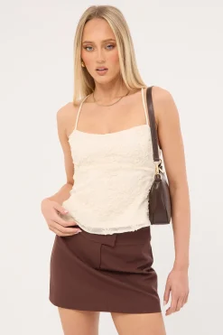 Nala Lace Up Back Top Cream