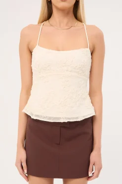 Nala Lace Up Back Top Cream