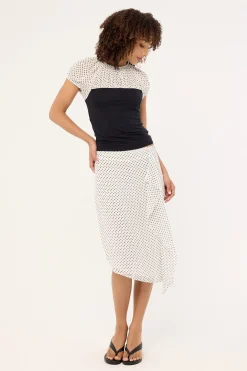 Naria Top CFN White Basic Polka Black