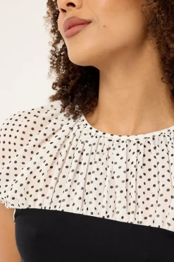 Naria Top CFN White Basic Polka Black