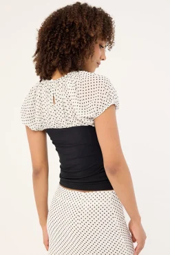 Naria Top CFN White Basic Polka Black