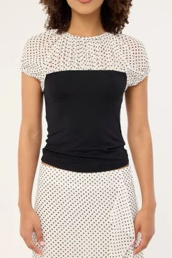 Naria Top CFN White Basic Polka Black