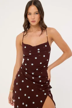 Naya Polka Maxi Dress Blue/Brown Polka