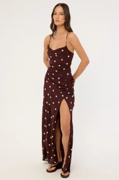 Naya Polka Maxi Dress Blue/Brown Polka