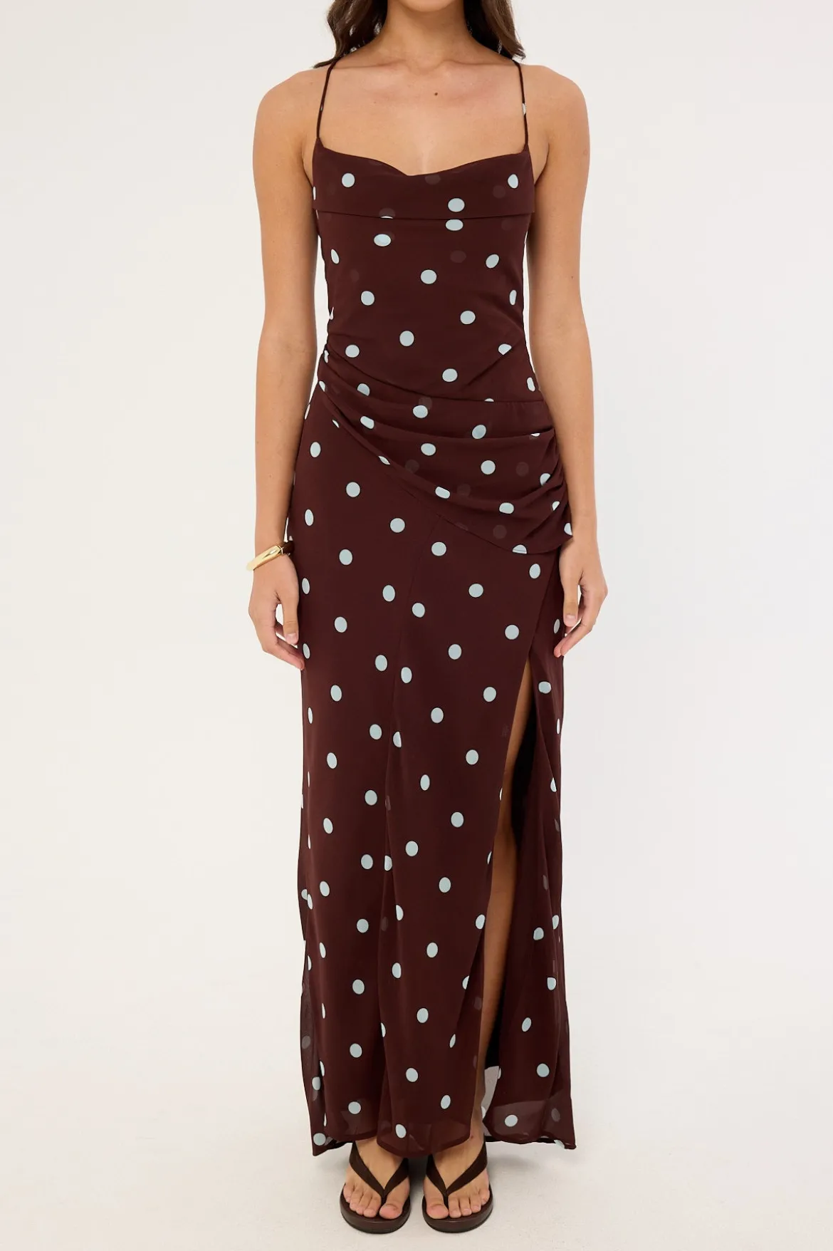 Naya Polka Maxi Dress Blue/Brown Polka