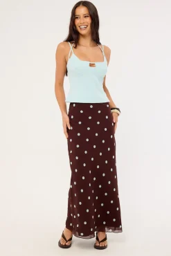 Naya Polka Maxi Skirt Blue/Brown Polka