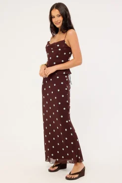 Naya Polka Maxi Skirt Blue/Brown Polka