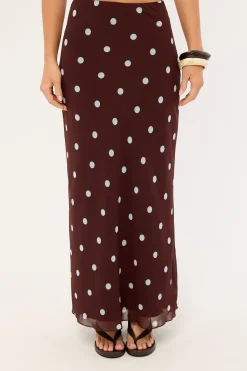 Naya Polka Maxi Skirt Blue/Brown Polka