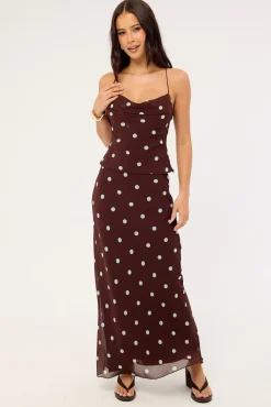 Naya Polka Tie Back Top Blue/Brown Polka