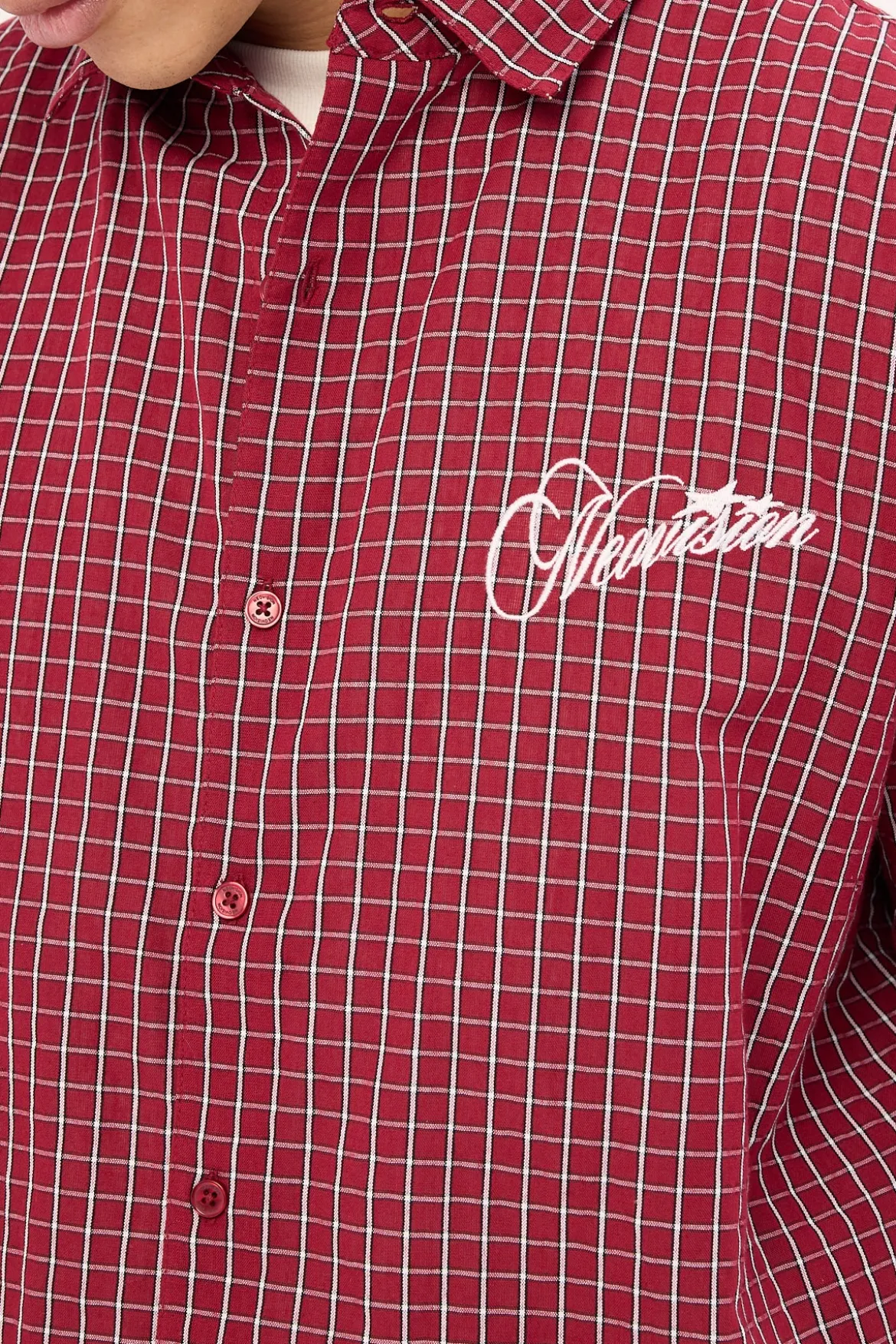 Nebula Oversize Shirt Burgundy Check