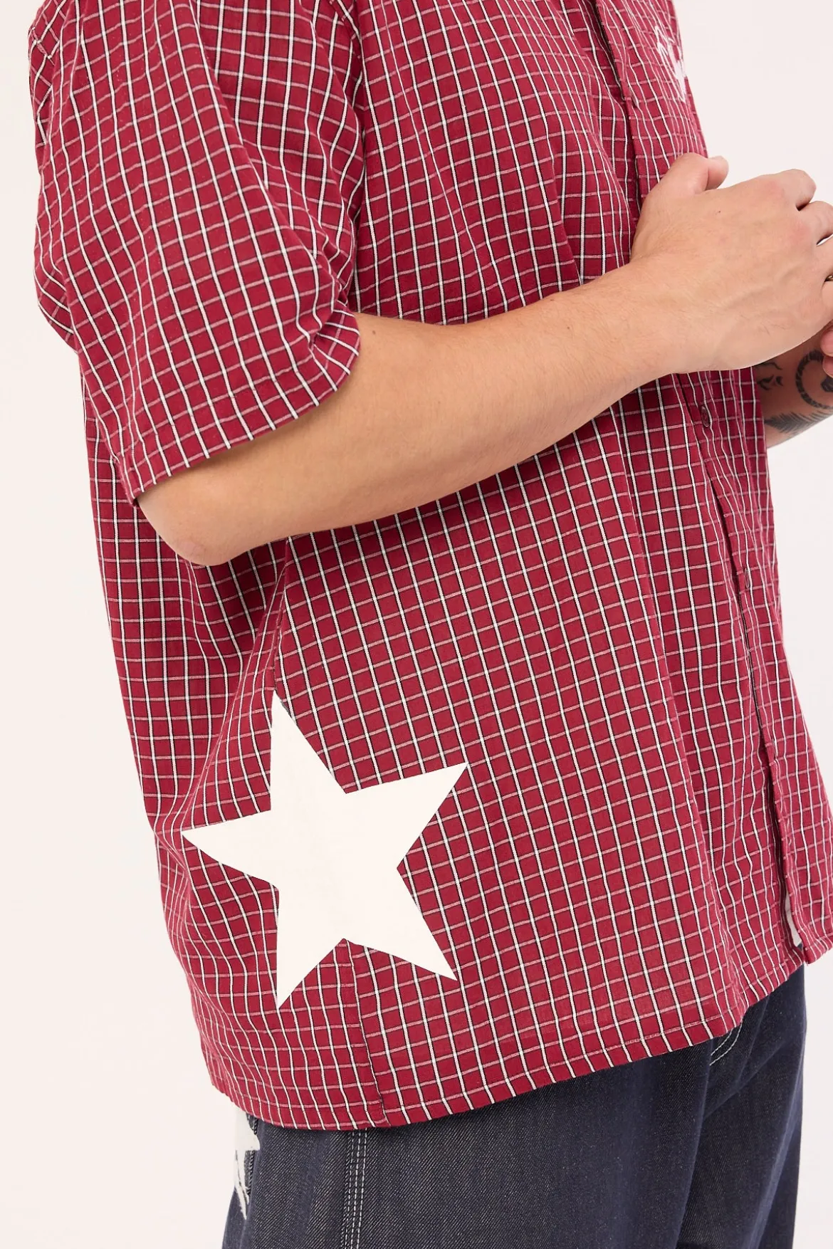 Nebula Oversize Shirt Burgundy Check