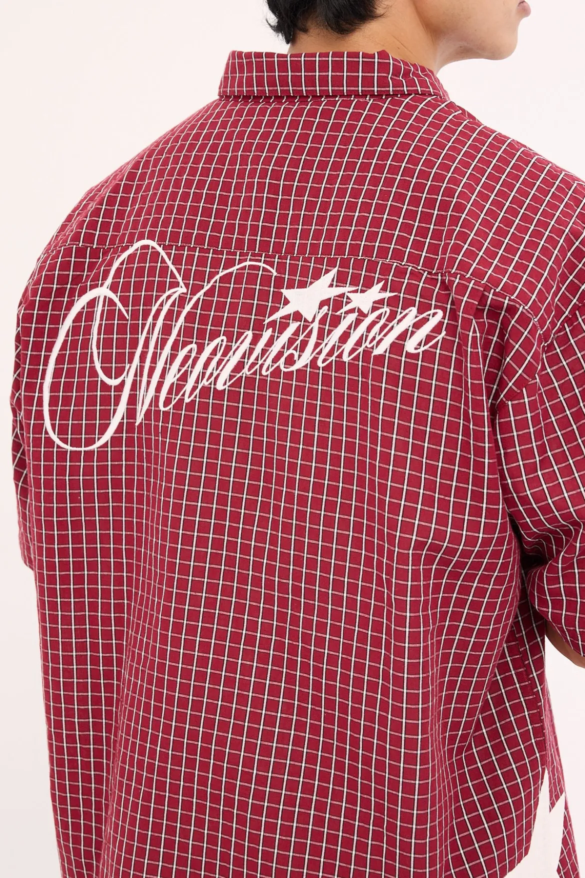 Nebula Oversize Shirt Burgundy Check