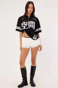 Netrif Lace V Neck Jersey Black