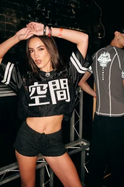 Netrif Lace V Neck Jersey Black
