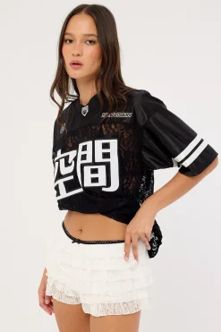 Netrif Lace V Neck Jersey Black