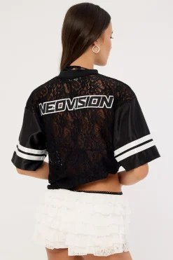 Netrif Lace V Neck Jersey Black