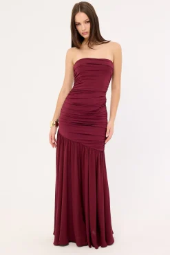 Neve Strapless Maxi Dress Cranberry