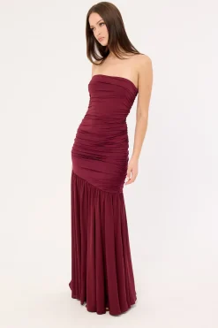 Neve Strapless Maxi Dress Cranberry