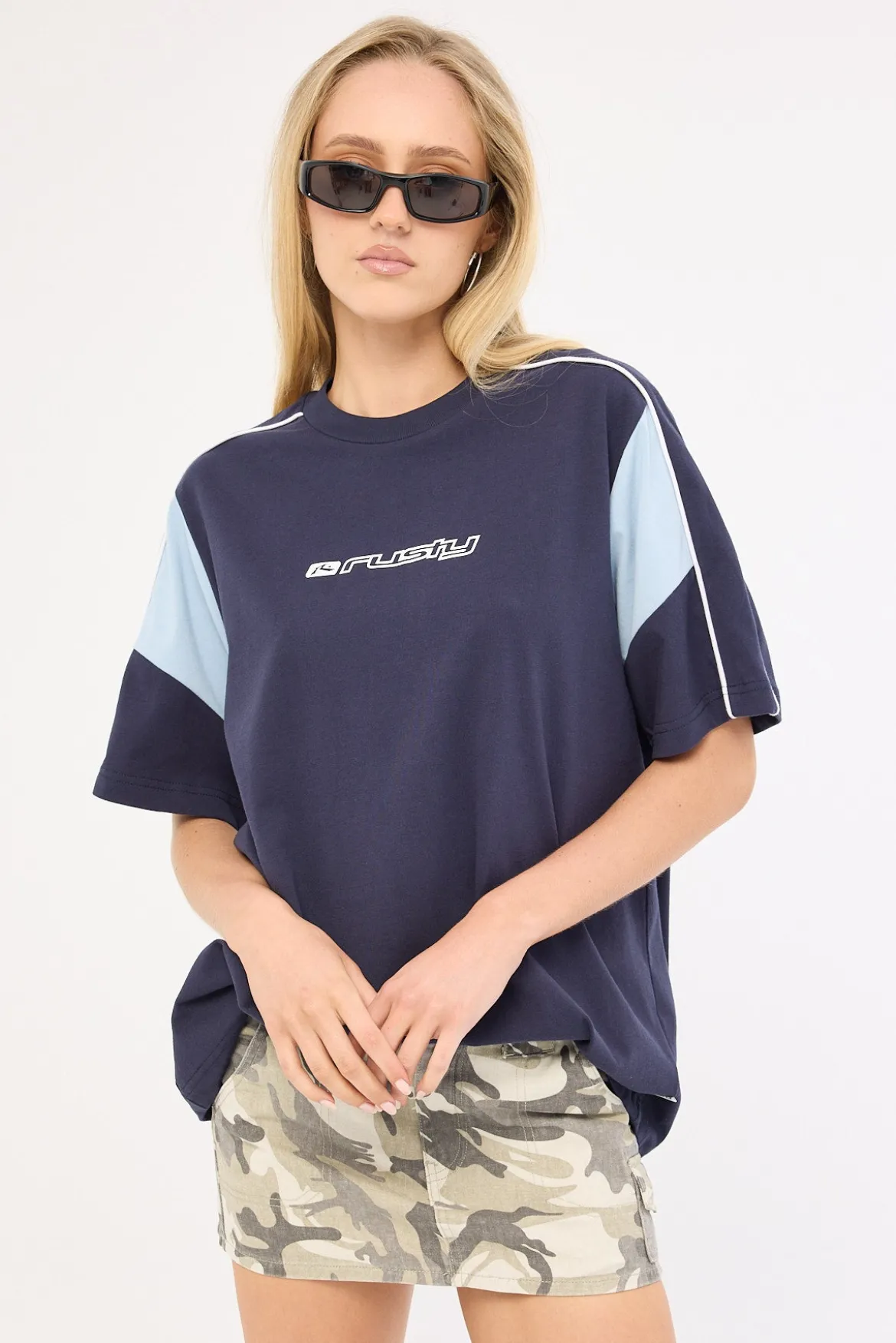 New Break 220 Oversize Tee Navy Blue